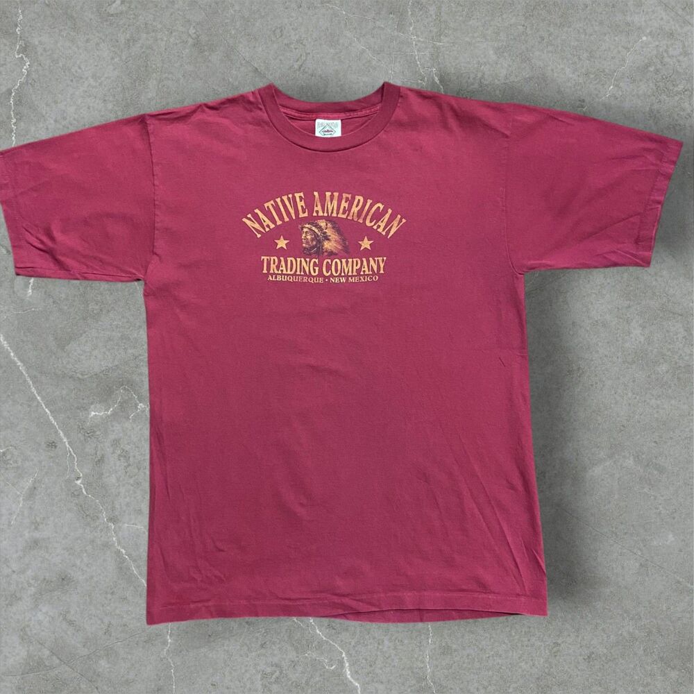 Prairie Mountain Vintage Native American Trading Co. Maroon Tee Men's Size XL